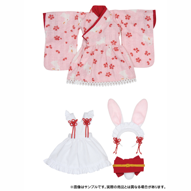 ドールアクセサリー　PNXS用 うさみみ和装メイドset (ピンク) AZONE INTERNATIONAL::衣装・アイテム::商品一覧
